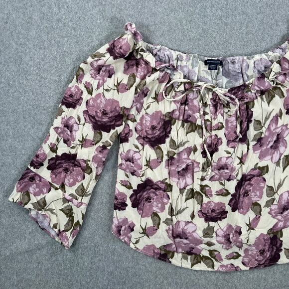 American Eagle Outfitters Off SHoulder Floral Peasant Blouse Women's Small Boho - Picture 2 of 8